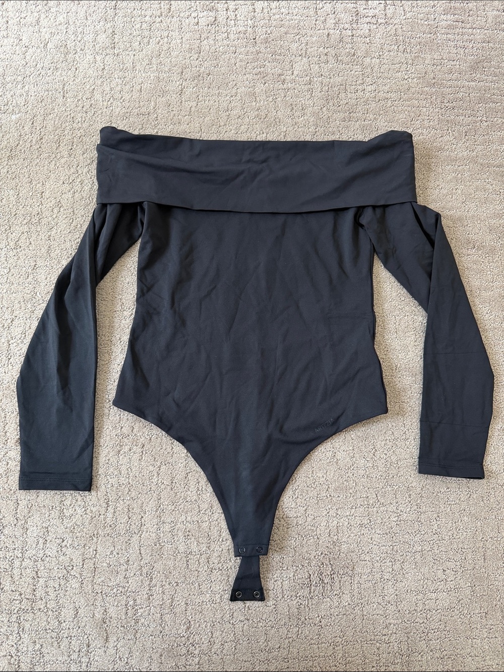 Aritzia Black Off-Shoulder Long Sleeve Bodysuit